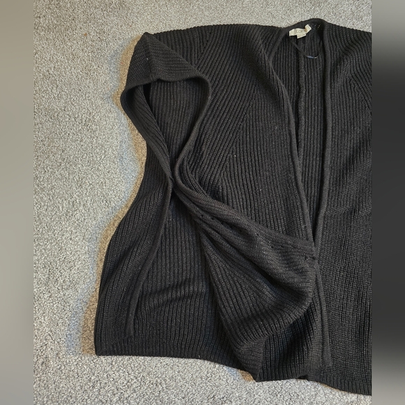 Loft One Size Black Boxy Flowy Oversized Loose Baggy Shaw Blanket Shrug Poncho - Picture 2 of 6